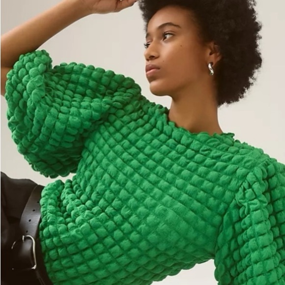 Anthropologie Tops - Anthropologie Green Textured Blouse